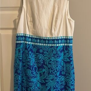 Lilly Pulitzer Ivory and Teal Floral Midi Dress